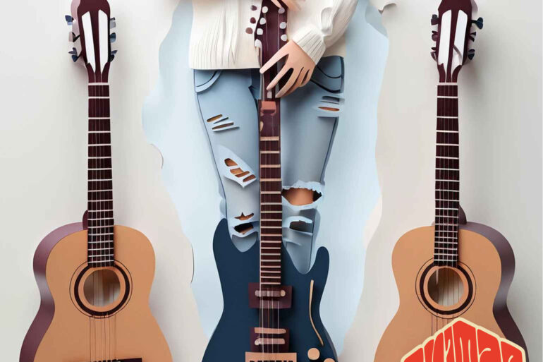 Choosing Your First Guitar - Electric vs Acoustic - Girl Standing with Guitars