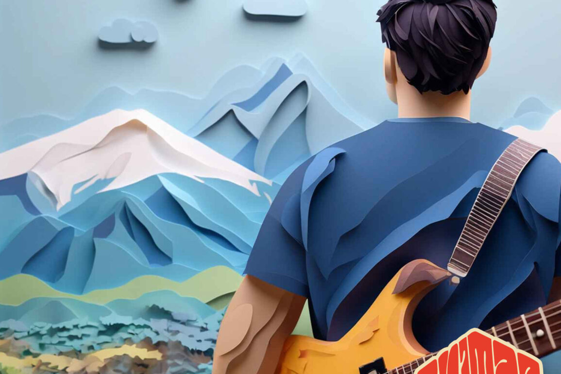 The Importance of Setting Guitar Goals - Man Holding with an Electric Guitar Looking at a Mountain