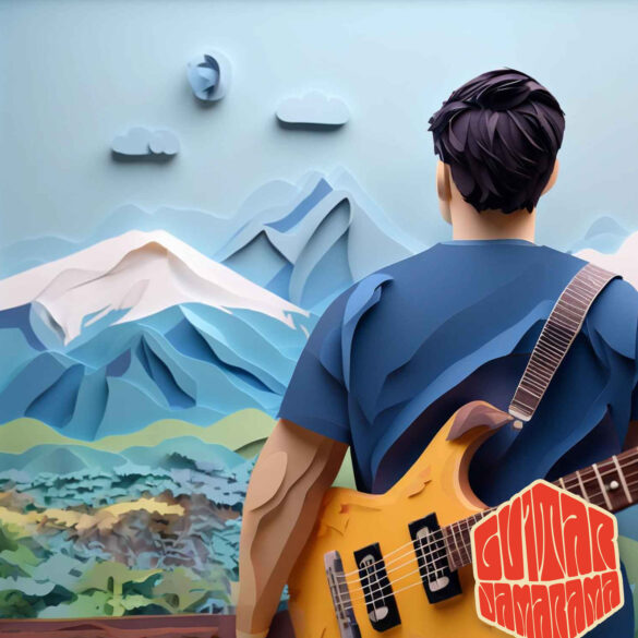 The Importance of Setting Guitar Goals - Man Holding with an Electric Guitar Looking at a Mountain